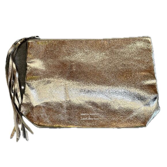 Rebecca Minkoff LimeLife By Alcone Metallic Gold Medium Tassel Clutch Purse - Picture 1 of 5